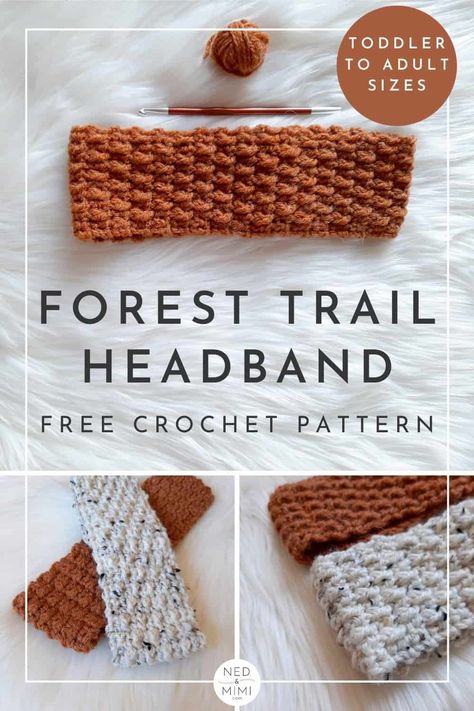 This cosy crochet headband pattern is just perfect for those in-between days when you're not sure if you'll need a hat or not. You'll be able to keep your ears warm out on the trail, but won't have to risk getting 'hat-hair' to achieve it. The headband is worked from side to side so the circumference is 100% adjustable, just keep crocheting until you reach the size you want :-) #crochet #crochetheadband #crochetearwarner #freecrochetpattern Crochet Waffle Stitch Headband, Crochet Handbands Free Pattern, Crochet Headband Easy, Chunky Knit Headband Pattern Free, Winter Headband Crochet, Crochet Ear Warmers Free Pattern, Crochet Headband Ideas, Crochet Head Bands Free Pattern, Free Crochet Headband Patterns