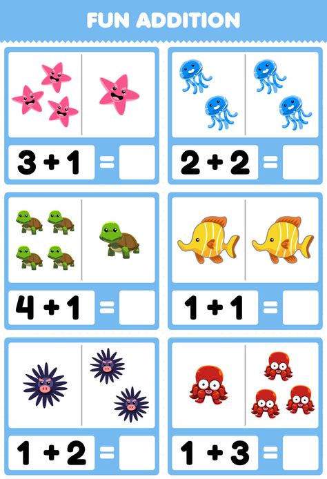 Cartoon Underwater, Octopus Pictures, Fun Phonics Activities, Vector Snowflake, Underwater Cartoon, First Grade Math Worksheets, Fish Clipart, Game For Children, Underwater Animals