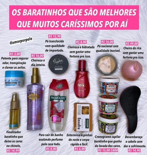 Amor Por Pele’s Instagram post: “PRODUTOS BARATINHOS QUE SÃO MELHORES QUE MUITOS CAROS POR AÍ Antes peço por favor que salve essa postagem e envia ela para os amigos…” Glamour Decor, Make Tutorial, Notebook Organization, Nail Care Routine, Beauty Care Routine, Glowing Skincare, Body Care Routine, Skin Routine, Girl Tips