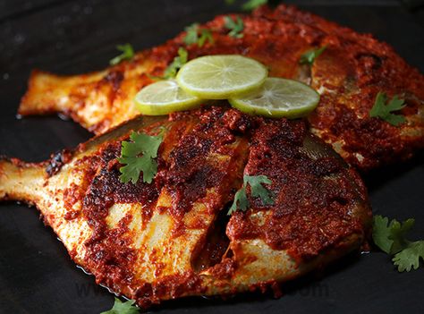 Tawa Pomfret.  Prep Time : 41-50 minutes Cook time : 11-15 minutes Level Of Cooking : Easy Taste : Spicy Pomfret Recipe, Shrimp Snacks, Pomfret Fish, Recipe Shrimp, Fried Fish Recipes, Easy Fish Recipes, Fish Fry, Fish Curry, Baked Fish