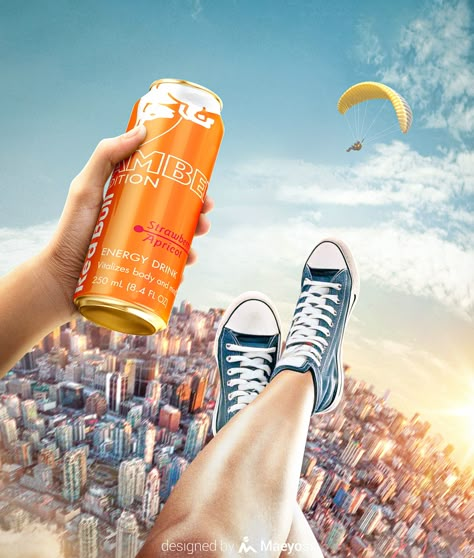 Energy Drink Ads Creative Advertising, Creative Juice Ads, Beer Ads Creative, Drink Social Media Design, Drink Creative Ads, Water Advertising, Food Creative Ads, Illusion Photos, Beverage Poster