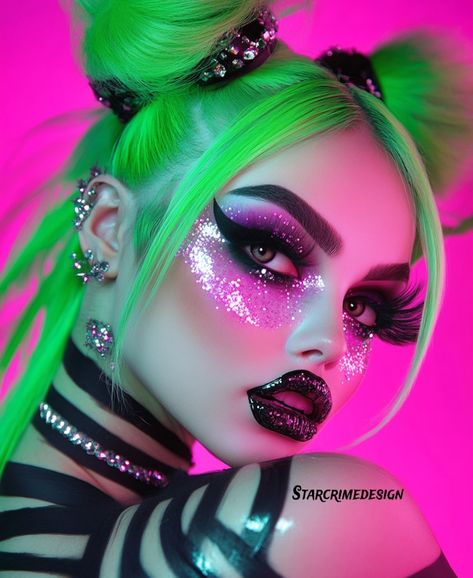 Beetlejuice beetlejuice 💜🖤💚 Altars, rooms, & Beetlejuice inspired makeup. Also—This is my indecision at play. I could not decide what to share so I’m sharing most of what I’ve made in last few days.😆 This one may get archived later since colors don’t fit my page, but I wanted to stay true to Beetlejuice colors. IT’S SHOWTIME🕸️ Xo, Heather . . #beetlejuice #beetlejuicebeetlejuice #glitterartist #beetlejuiceart Monster Makeup Pretty, Beetlejuice Hairstyle, Glam Beetlejuice Makeup, Beetlejuice Halloween Makeup, Beetlejuice Makeup Ideas, Female Beetlejuice Makeup, Beetlejuice Makeup Glam, Make Up Artist Photoshoot Ideas, Beetlejuice Hair