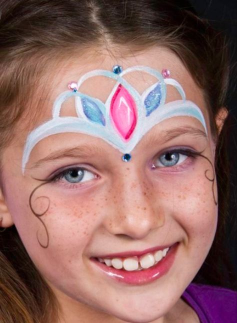 Girly Easy Face Paint, Princess Crown Face Paint Easy, Face Crayons Ideas, Easy Princess Face Paint, Face Paints Easy, Fairy Face Paint Easy For Kids, Face Paint Booth Ideas, Tangled Face Paint, Face Paint Ideas For Kids Easy