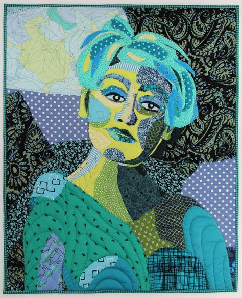 Textiles Portraits, Textile Applique, Textile Portraits, Face Quilts, Fabric Faces, Still Life Collage, Fabric Portraits, Collage Faces, Whimsical Portraits