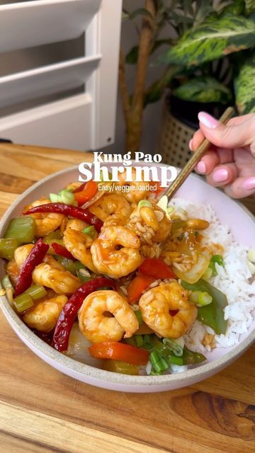 Asian Shrimp Recipes Chinese Food, Kung Pao Shrimp Noodles, Asian Soup Recipes With Shrimp, Kung Pao Shrimp Recipe, Kung Pao Shrimp Pf Changs, Kung Pao Shrimp, Kung Pao, Fresh Veggies, Seafood