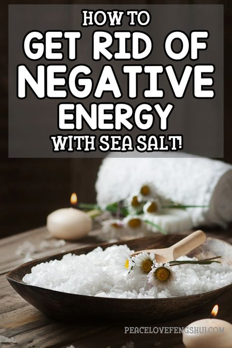 How to use sea salt to get rid of negative energy from your home and life! Tips for using salt to cleanse negative energy. How to remove negative energy from anywhere just using salt. Clear Negative Energy From Self, Cleansing A Room Of Negative Energy, Salt Water And Vinegar Negative Energy, Salt At Doorway, How To Cleanse Negative Energy, Salt Cleanse Home, How To Get Rid Of Negative Energy Home, Cleansing House Of Negative Energy, How To Remove Negative Energy