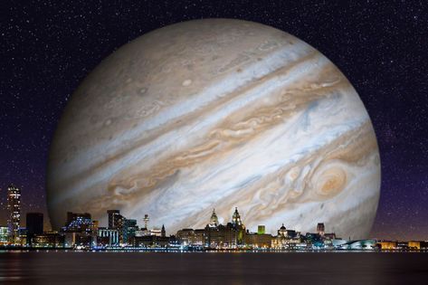 I Got To Thinking, How Big Would Jupiter Appear, If It Were As Close To Earth As The Moon? | Bored Panda Liverpool Waterfront, Jupiter Moons, Job Reference, T Ara Jiyeon, Big Moon, Gas Giant, Neil Degrasse Tyson, Planets Art, Like Image