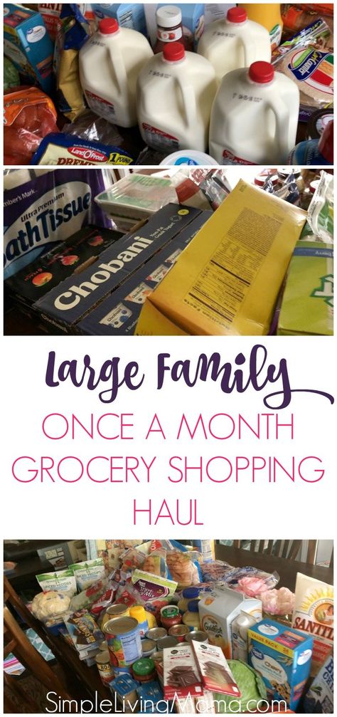 Once A Month Grocery Shopping, Monthly Grocery List, Family Grocery List, Costco Shopping List, Bulk Shopping, Cheap Groceries, Costco Shopping, Large Family Meals, Shopping Haul