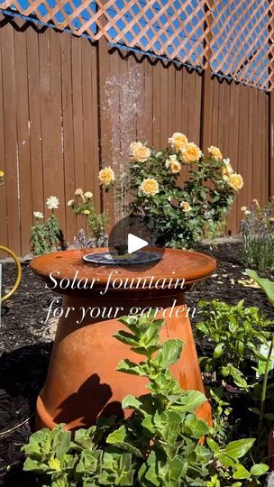 Solar Fountain Ideas, Unique Fountains, Bird Bath Ideas, Flower Painting Videos, Landscaping With Fountains, Diy Solar Fountain, Bird Fountain, Solar Powered Fountain, Diy Bird Bath