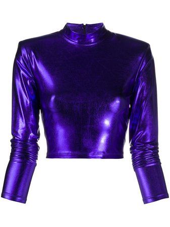 Metallic Crop Top, Purple Crop Top, Cropped Blazer Jacket, Create Outfits, Purple Top, Purple Fashion, Stage Outfits, Look Cool, Beyonce