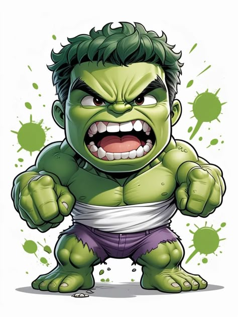 Hulk Tattoo Ideas For Women, Hulk Cartoon, Hulk Png, Hulk Tattoo, Hulk Artwork, Baby Marvel, Chibi Marvel, Cute Disney Characters, Hulk Art