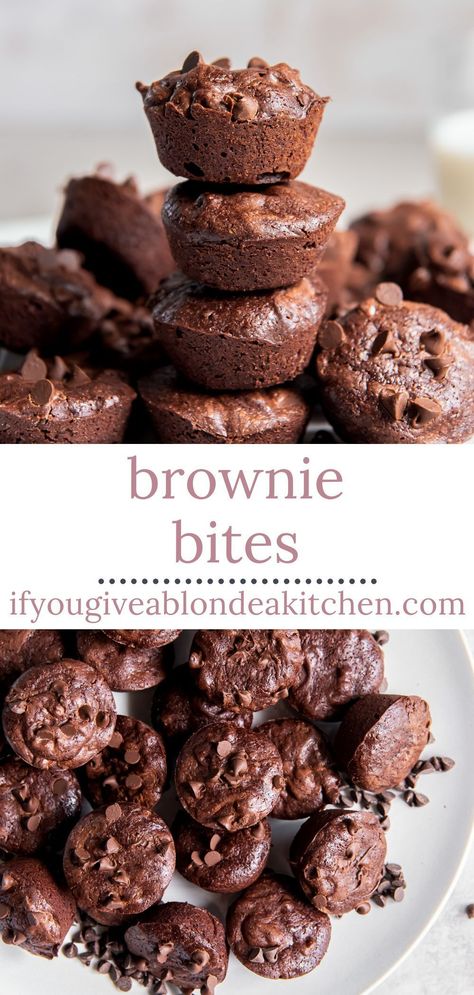 Craving a little something sweet? These quick and easy brownie bites are ready in under 30 minutes! Fudgy in the center with a perfect crinkle top, mini brownies are perfect for popping in your mouth when you want a little treat! Easy Brownie Bites, Crinkle Top Brownies, Chocolate Chip Desserts, Nutella Blondies, Brownies Nutella, Apple Crisp Bars, Best Muffin Recipe, Mini Brownie Bites, 21 Day Fix Desserts