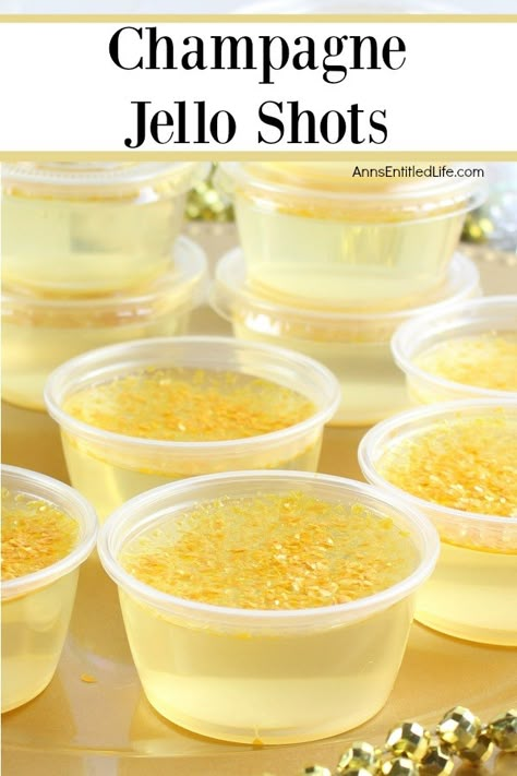 Prosecco Jello Shots, New Year’s Eve Snacks, Fancy Jello Shots, Fancy Jello, Champagne Jello Shots Recipe, Margarita Jello Shots, Champagne Jello, Champagne Jelly, Champagne Jello Shots