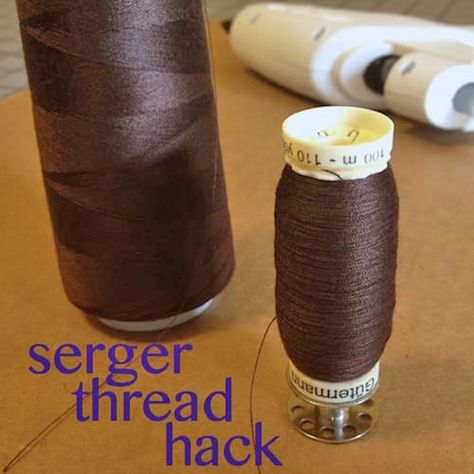 Thread Hack, Bias Tape Tutorial, Serger Projects, Sewing Reference, Serger Tips, Charity Sewing, Patchwork Tutorial, Serger Thread, Serger Sewing