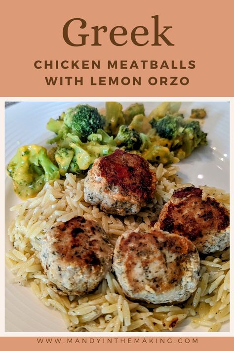 Greek Chicken Meatballs with Lemon Orzo — Mandy in the Making | Meals & More on YouTube Greek Chicken Meatballs With Orzo, Greek Chicken Meatballs With Lemon Orzo, Chicken Meatball Orzo, Chicken Meatballs And Orzo, Greek Chicken Meatballs, Mandy In The Making, Lemon Orzo, Greek Meatballs, How To Cook Orzo