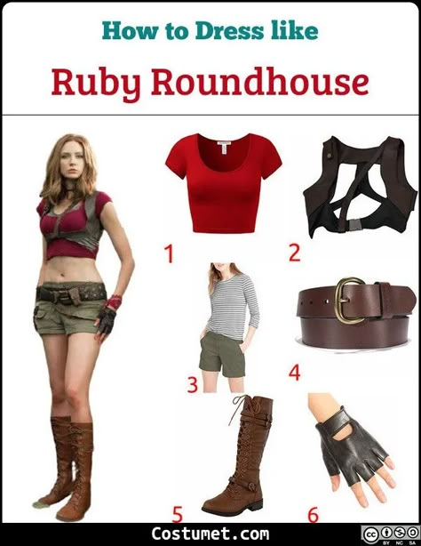 Ruby Roundhouse (Jumanji) Costume for Cosplay & Halloween 2020 Ruby Roundhouse Halloween Costume, Jumanji Halloween Costumes, Jumanji Costume Ideas, Jungle Outfit Costumes, Ruby Roundhouse Costume, Badass Costumes For Women, Jumanji Ruby Roundhouse, Redhead Halloween Costumes Ideas, Jumanji Costume