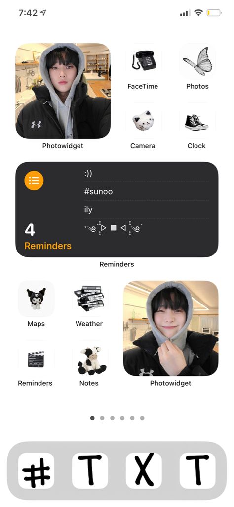 Sunoo iOS cute aesthetic layout iOSlayout Enhypen Sunoo Ios Layout, Sunoo Homescreen Layout, Sunoo Phone Layout, Wedgit Ideas, Sunoo Homescreen, Sunoo Widget, Enhypen Ios, Iphone Aesthetic Organization, Sunoo Layout