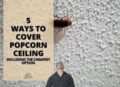 5 Ways to Cover Popcorn Ceiling (Including the cheapest option) - The Tibble Painting Over Popcorn Ceiling, Diy Remove Popcorn Ceiling, Easy Popcorn Ceiling Cover Up, Fix Popcorn Ceiling Diy, Ideas To Cover Popcorn Ceiling, Covering Up Popcorn Ceiling, How To Cover Up Popcorn Ceiling, Cheap Ceiling Ideas Diy Bedroom, Cover Textured Ceiling