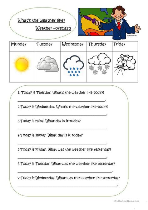 Weather Lesson Plans, Teaching Weather, Weather Like Today, Weather Lessons, Weather Worksheets, Weather Predictions, Esl Activities, Todays Weather, Weather Map