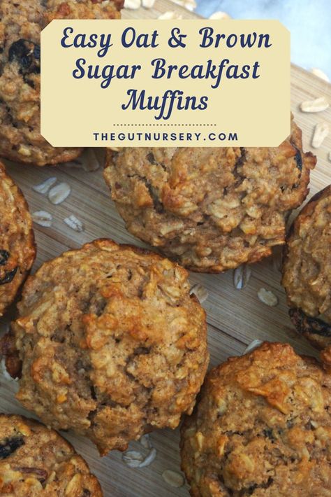 These muffins are packed with oats and whole wheat flour, both of which are great fiber-rich carbohydrates that will slow the absorption of glucose (sugar) into the bloodstream. This will prevent that major energy rush followed by the inevitable crash that comes soon after eating something that consists of processed ingredients such as white flour. These fiber-rich ingredients will instead digest more slowly, resulting in a slower, more uniform absorption of glucose into the blood. Fibre Rich Muffins, Brown Sugar Oatmeal Muffins, Muffins With Chia Seeds, Oat Breakfast Muffins, Fiber Muffins, Flaxseed Muffins, Oat Flour Muffins, Fiber Muffin, Flax Seed Muffins