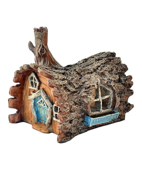 Look at this Mini Log House Fairy Garden Décor on #zulily today! Tree Stump Fairy House Diy Gnome Home, Fairy Log House, Casa Do Hobbit, Fairy Tree Houses, Clay Fairy House, Fairy Village, Fairy House Diy, Fairy Home, Fairy Garden Designs