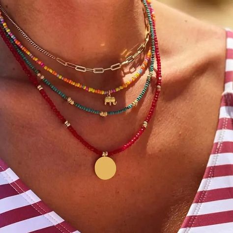 Bohemian Multilayer Necklace https://sasadesiles.fr/products/bohemian-multilayer-necklace SASA DES ILES #Bestseller Vine Jewelry, Beads Chain, Multi Layer Necklace, Jewelry Accessories Ideas, Elephant Pendant, Rainbow Beads, Chain Fashion, Bohemian Necklace, Jewelry Lookbook