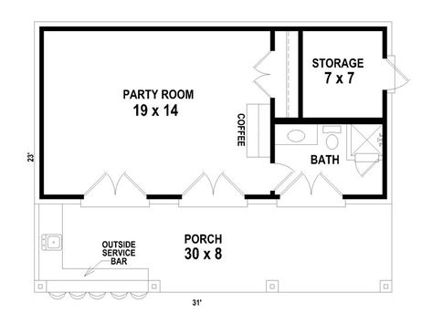 Floor Plan, 006P-0013 Pool House Porch Ideas, Studio Pool House Floor Plans, Guest Casita Floor Plans, Pool House Metal Building, Pool House Addition, Guest Pool House Floor Plans, One Bedroom Pool House Plans, Pool House Floor Plan, Guesthouse Plan