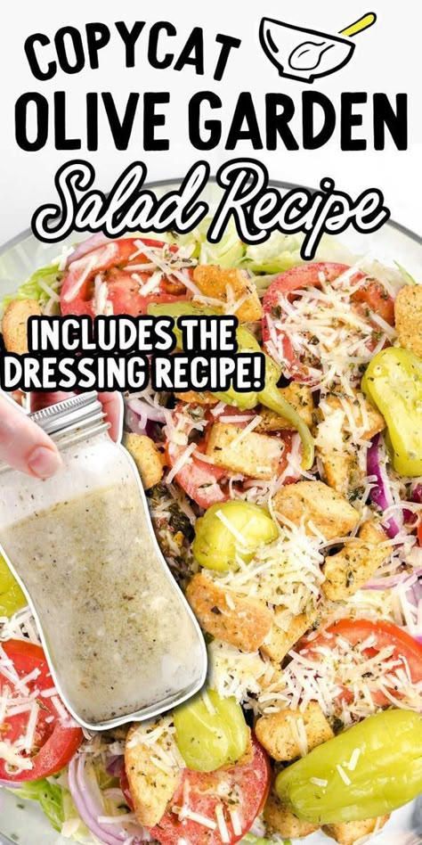 Copycat Olive Garden Salad, Olive Garden Salad Dressing Recipe, Olive Garden Salad Recipe, Garden Salad Recipe, Veggie Salads, Olive Garden Salad, Copycat Olive Garden, Salad Dressing Recipes Healthy, Vegetarian Salad