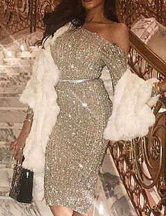 Dress Glitter, Sequin Evening Dresses, Sequin Party Dress, Long Sleeve Sequin, Dresses Elegant, Luxury Dress, Silver Dress, Ladies Dress Design, Looks Style