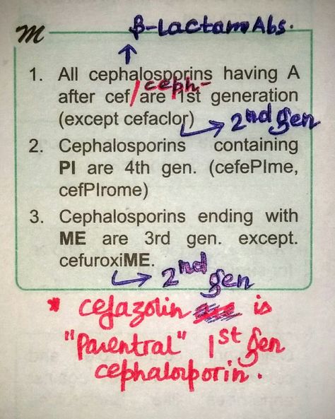 Cephalosporins... Cephalosporins Mnemonics, Pharmacology Antibiotics, Best Pie Crust Recipe, Np School, Nursing Fun, Pa School, Pharmacology Nursing, Nursing School Notes, Nurse Stuff