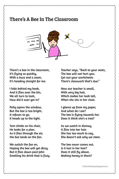 Funny Teacher Poems, Funny Poems For Kids, Silly Poems, English Poems For Kids, Teacher Poems, Teaching Figurative Language, Poems About School, Simple Poems, Reading Poems