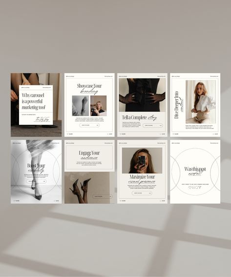 This collection of premade Instagram Carousel Post Templates elevates your social media with 8 modern, aesthetic, and minimalist graphics, fully customizable in Canva. 
.#CanvaTemplates #SocialMediaDesign #InstagramIdeas #PinterestTemplates #CreativeCanva Aesthetic Ig Post Template, Instagram Swipe Post Design, Creative Instagram Carousel Ideas, Instagram Post Minimalist, Aesthetic Carousel Post, Instagram Carousel Design Ideas, Instagram Aesthetic Post, Minimalist Social Media Design, Instagram Post Design Ideas