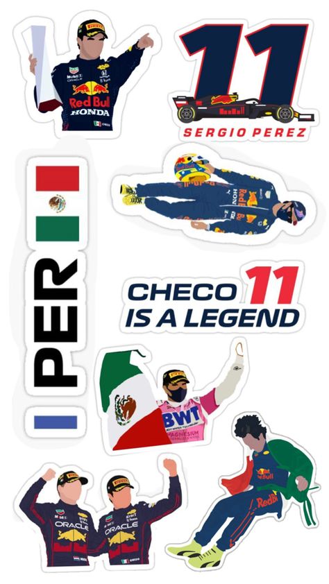 Formula 1 Stickers, Stickers F1, F1 Stickers, F1 Art, Sergio Perez, Tokio Hotel, Red Bull, Formula 1, Jaguar