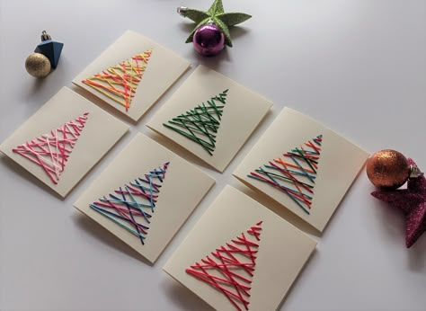 I love these mini trees, there is sure to be something for everyone! Multipacks available - 6 or 12 packs. Each multipack comes with either 6 or 12 different designs, all chosen at random which will make unwrapping these even more exciting for you! Each card is individually hand stitched and the images shown are just an example of the variety available. The cards measures 4x4 inches (10x10cm) and each comes with an envelope in a protective film sleeve.  The inside page is left blank for your own Mini Christmas Cards, Christmas Tree Crafts Diy, Fabric Christmas Cards, Christmas Tree Images, Christmas Cards Kids, Easy Patterns, Handmade Christmas Crafts, Christmas Doodles, Pen Pals