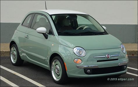 Fiat 500 Automatic, Mint Green Fiat 500, Green Fiat 500, Cute Small Cars, Fiat 500 Car, Fiat 500c, New Fiat, Automatic Car, 2015 Cars