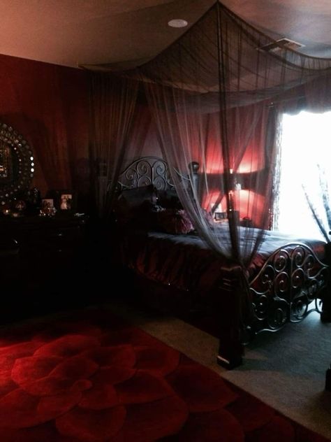 Gothic Decor Bedroom, Goth Room, Goth Bedroom, Gothic Room, Gothic Bedroom, Goth Home Decor, Goth Home, Bedroom Red, Dark Home Decor