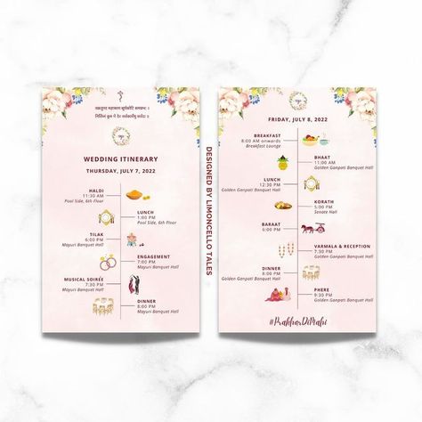 Room Itinerary For Wedding, Welcome Itinerary Wedding, Wedding Luggage Tags Indian, Indian Wedding Itinerary Template, Wedding Itinerary Card, Indian Wedding Itinerary, Welcome Card Wedding, Wedding Collaterals, Shaadi Decoration