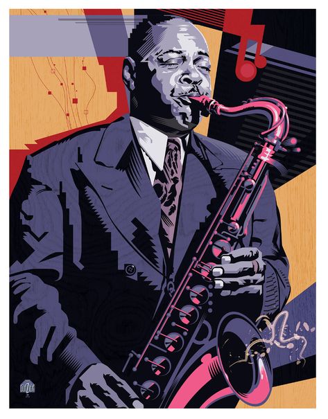 What Is Illustration, Jazz Portraits, Jazz Artwork, Jazz Music Art, Pop Music Artists, Coleman Hawkins, Today I Feel, Jazz Poster, Jazz Art