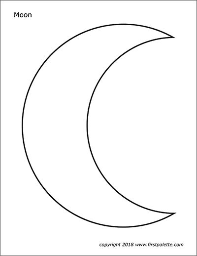 Crescent Moon Craft Preschool, Moon And Stars Template Free Printable, Moon Template Free Printable, Moon Coloring Pages Free Printable, Moon Template, Sun Template, Moon Printable, Felt Templates, Moon Coloring Pages