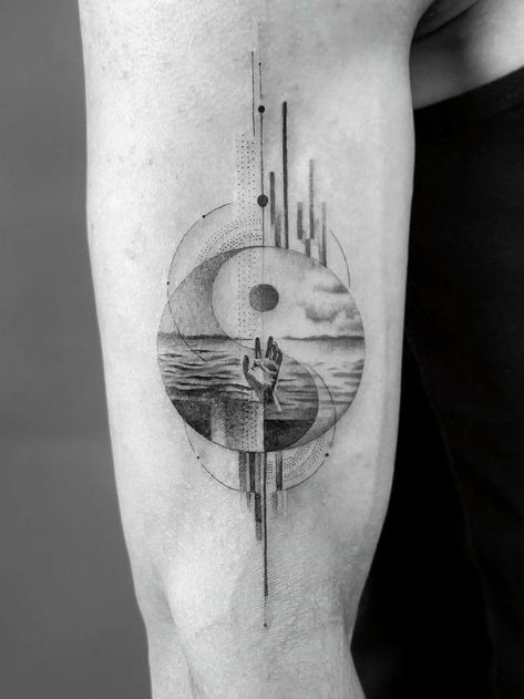 Meaningful Tattoos For Men, Yin Yang Tattoo, Ying Yang Tattoo, Yang Tattoo, Yin Yang Tattoos, Inspiration Tattoos, Geometric Tattoo Design, Arm Tattoos For Women, Band Tattoo