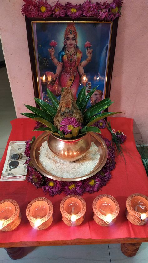 Laxmi Puja Decoration At Home, Lakshmi Pooja Decoration Ideas, Puja Decoration At Home, Diwali Lakshmi Pooja, Pooja Decoration Ideas, Diwali Lakshmi, Diwali Decoration Lights, Puja Decoration, Laxmi Puja