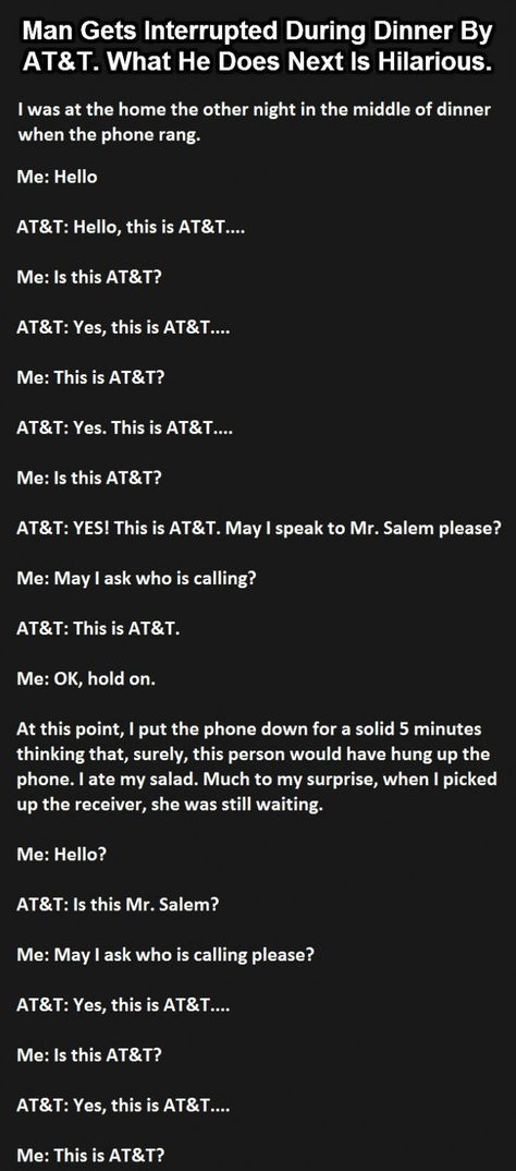 Mr.Salem vs AT&T. Part 1/3 Scam Call Answers, Conversation Images, Taco Shell, Put The Phone Down, Prank Calls, Hilarious Funny, Mischief Managed, Phone Call, Be The Best