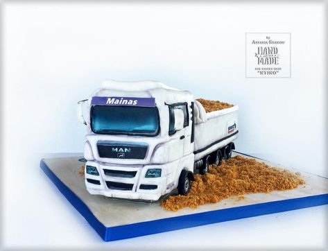 Man Truck Cake - cake by Aspasia Stamou #3dcake #3dtruckcake #truccake #mantruck #birthdaycake #sugarart #tourta #pastryntino #ntino #zaxaroplasteiontino #τούρτα Cake Truck, Carved Cakes, Man Truck, Gravity Defying Cake, Truck Cake, Truck Cakes, Baby Shower Cakes Girl, Sculpted Cakes, 3d Cakes