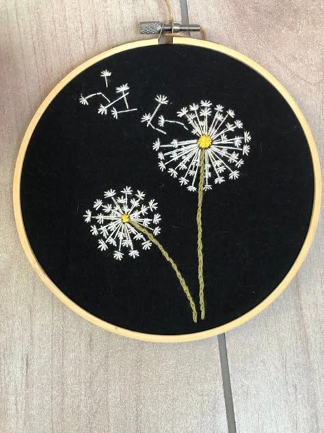 Embroidered Dandelion, Bird Embroidery Pattern, Sulaman Pita, Hand Embroidery Patterns Flowers, Floral Embroidery Patterns, Embroidery Stitches Tutorial, Embroidery Patterns Vintage, Pola Sulam, Embroidery Flowers Pattern