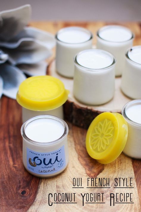 Oui French Style Coconut Yogurt Recipe – FOOD is Four Letter Word Oui Yogurt Recipes, Coconut Yogurt Instant Pot, French Yogurt Recipe, Oui Yogurt Jars Ideas, Vietnamese Yogurt, Salted Caramel Yogurt, French Style Yogurt, Caramel Yogurt, Coconut Yogurt Recipe