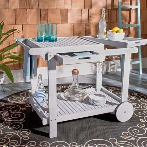 Bar Cart Modern, Outdoor Serving Cart, Backyard Planning, Cottage Tiny House, Wood Bar Cart, Patios And Decks, Tea Trolley, Serving Trolley, Bar Cart Styling