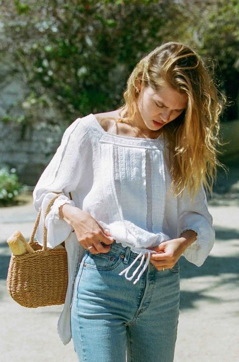 Flowy Blouse Outfit, Be Good Do Good, White Boho Blouse, Sustainable Womens Clothing, White Peasant Blouse, Bohemian Blouse, Sante Fe, White Bohemian, White Lace Blouse