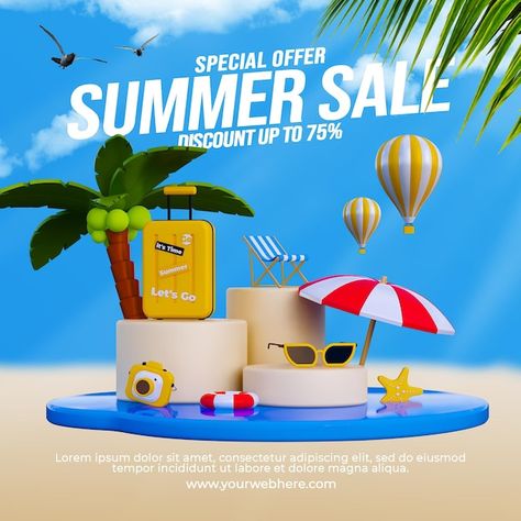 Summer sale promotion social media post ... | Premium Psd #Freepik #psd #background Summer Promotion Design, Summer Social Media Design, Summer Promotion Ideas, Summer Sale Graphic, Summer Social Media Post, Summer Design Graphic, Summer Sale Design, Summer Ads, Summer Advertising