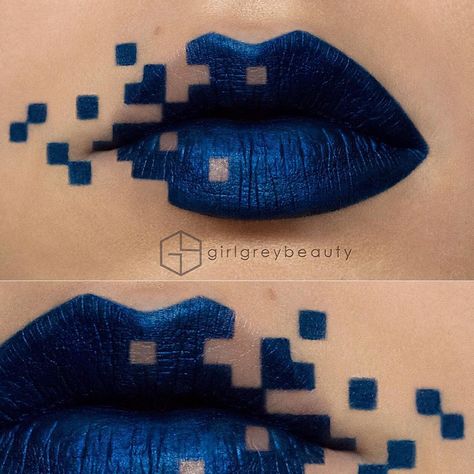 Look but don’t touch. Makeup artist Andrea Reed uses her lips as a canvas and creates one of a kind artwork with cosmetics. This stunning pixel art is amazing. Extreme Make-up, Make Up Designs, Lip Art Makeup, Desain Editorial, Nice Lips, Lipstick Art, Smink Inspiration, Katsushika Hokusai, Special Effects Makeup