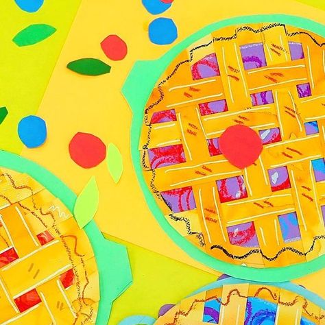 Fall Art For 1st Grade, Grade 3 Thanksgiving Art, Pie Art Projects For Kids, Pie Art Project, Middle School Thanksgiving Art Projects, Pie Weaving, Kindergarten Thanksgiving Art, Thanksgiving Art Projects, Elementary Art Lesson Plans